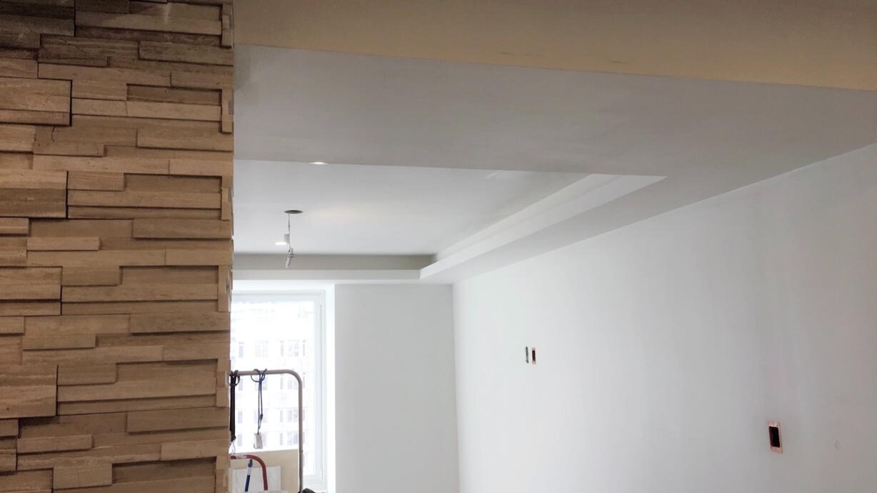 Cove light soffit detailing and tiling of supporting column