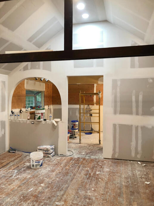 Progress of living room with new partitioning