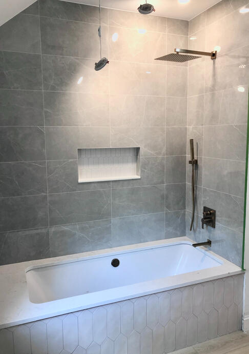 New tiles and fixtures installation