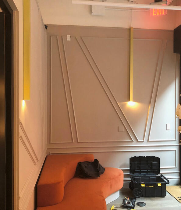 New fixtures and custom paneling for waiting area